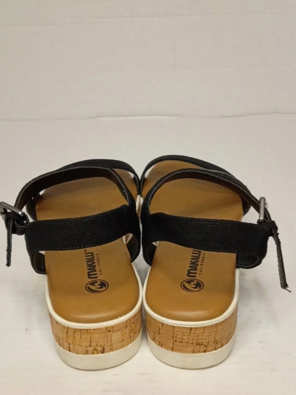 Makalu California Juliet Black Strappy Wedge Sandals Women's Size 9M